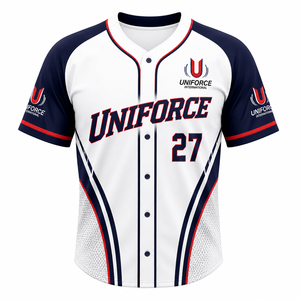 Ensemble d'uniformes de softball personnalisés pour hommes, blanc et bleu marine, maillot à manches courtes et pantalon, respirant, anti-humidité, 100 % polyester, été - Product Image 2