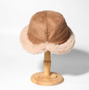 Sombrero de Pescador para Mujer SIDDIQUI HOSINEX 2024, de Piel Sintética, Laminado, Casual, de Felpa, sin Costuras, Lavado, Teñido, Desgarrado, Cálido para Invierno, con Lazo - Product Image 6
