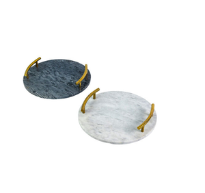 Bandeja de Servicio de Mármol Natural para Decoración del Hogar con Asas Doradas, Bandeja para Productos de Cuidado de la Piel para Dormitorio, Bandeja para Bebidas para Cafetería y Hotel - Product Image 1