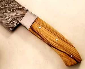 Nouvelle arrivée prix bon marché dernière conception couteau de chef damas fait à la main manche en bois avec gaine en cuir couteau de chef de cuisine - Product Image 5