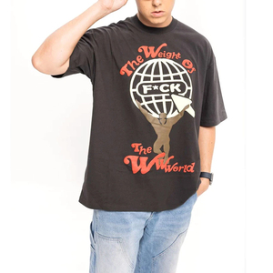 T-shirts en coton personnalisés pour hommes, impression en relief, logo imprimé, t-shirts en relief, t-shirts oversize unis pour hommes - Product Image 4