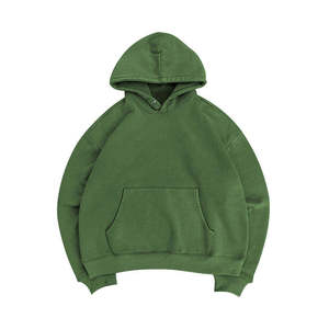 Sweat à capuche pour homme de haute qualité OEM, chaud pour l'hiver, 100% coton, couleur vert foncé, manches longues, coupe oversize, avec faible MOQ - Product Image 1