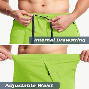 Short de course athlétique et sportif pour homme, séchage rapide, léger, entraînement, randonnée, gym, poches zippées, taille moyenne, teint uni - Product Image 3