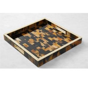 Venta caliente hecho a mano diseño Rectangular cuerno bandeja café y té bandeja para servir Mesa decorativa cuerno bandeja para Cocina - Product Image 2