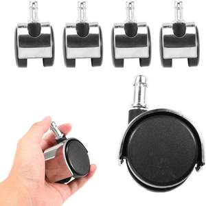 Roulettes de chaise de bureau FOH au design contemporain et moderne, 5 pièces, roulettes pivotantes robustes pour tous types de sols, pour utilisation en extérieur (argent) - Product Image 2