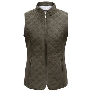 Chaqueta de cuero sin mangas de Invierno para mujer TopRated logotipo personalizable acolchado a prueba de viento con cierre de cremallera chaleco superior de tela brillante - Product Image 1