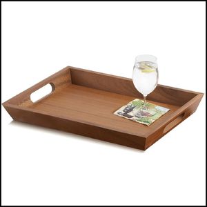Bandeja de servicio de madera decorativa con forma ovalada elegante para regalos y servicios elegantes de primera calidad - Product Image 6