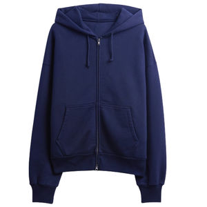 Navy <b>Blue</b> Zip Hoodie <b>Men</b> Unisex Thick Fleece Jacket Streetwear Casual Oversized Sweatshirt Winter Warm Zipper 3D Embroidery - Product Image 1