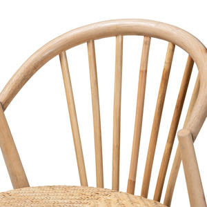 Chaise de salle à manger en bois de teck massif avec rotin naturel tissé sur le siège pour une utilisation intérieure et extérieure - Product Image 5
