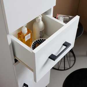 Ravenna White Bathroom Semi-Column Cabinet Organizer with Doors and <b>Drawer</b> - Product Image 6
