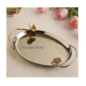 Bandeja de Servicio de Alimentos de Acero Inoxidable con Asa de Hoja, Bandeja de Alta Calidad para Chocolates y Aperitivos, Más Vendida - Product Image 1