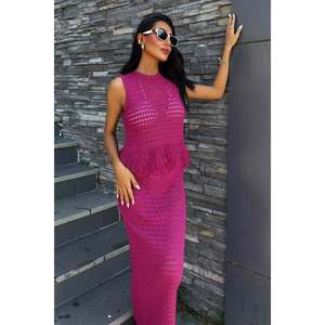Openwork <b>Knit</b> <b>Set</b> 10086 with Tassel Detail Breathable Summer Feature - Product Image 4