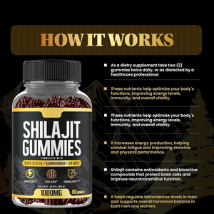 OEM Top Selling 100% <b>Pure</b> <b>Shilajit</b> Gummies for Men & Women Natural <b>Himalayan</b> Gold <b>Shilajit</b> with 85+ Trace Minerals & Fulvic Acid - Product Image 4