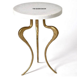 โต๊ะข้างหินอ่อนฐานโลหะอุปกรณ์ตกแต่งบ้านโต๊ะข้างดีไซน์ทันสมัย - Product Image 3