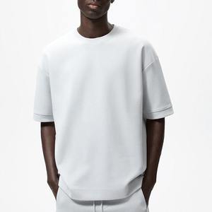 เสื้อยืดคอกลมแขนสั้นสำหรับผู้ชายเสื้อออกกำลังกายเสื้อยืดโอเวอร์ไซส์ทำจากผ้าฝ้ายเทอร์รี่สำหรับ100% ออกแบบโลโก้ได้ตามต้องการ - Product Image 4