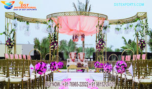 Décoration de fête de mariage en bord de mer, mandap/chuppah en métal, décoration de mariage en plein air, décoration de mandap en métal pour événements de mariage, décoration de mariage en bord de piscine, mandap - Product Image 4