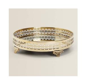 Plateau de service de nourriture en métal de décoration de maison de forme ronde plateau de service en métal de la plus grande qualité des fabricants et des exportateurs - Product Image 1