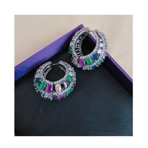 Stunning Sparkles <b>Silver</b> Plated Brass Zircon <b>Stud</b> <b>Earrings</b>-Trendy Gift Jewelry for Women - Product Image 1