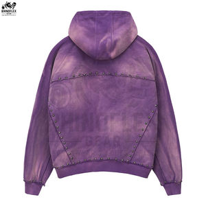 Sudadera con Capucha y Cremallera Lavada al Ácido de Alta Calidad, Precio de Venta al por Mayor, Sudadera con Capucha Lavada al Ácido, Sudadera con Capucha Básica de Algodón Mezclado Lavada al Ácido - Product Image 2