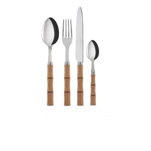 Vente d'usine : Ensemble de couverts en acier inoxydable avec manche en bambou naturel écologique pour la maison, la cuisine et la salle à manger - Product Image 2