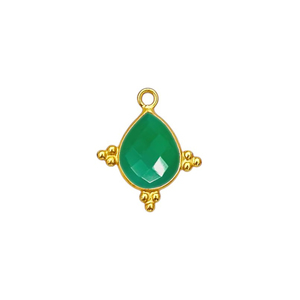 Dijes de Ónix Verde con Bisel de Lujo, Plata de Ley Chapada en Oro, Hechos a Mano, Conectores para Fabricación de Joyería - Product Image 1