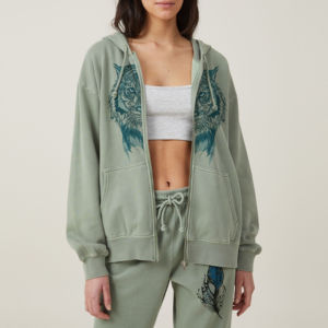 Nueva llegada de ropa de invierno suelta ajuste personalizado bordado parches de color blanco sólido mujeres cremallera sudaderas con capucha moda callejera OEM - Product Image 5