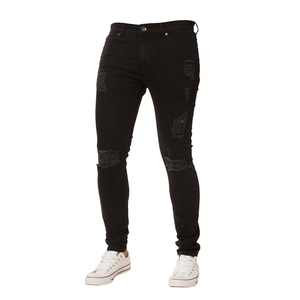 Venta al por mayor de pantalones vaqueros con logotipo personalizado para hombre de talla grande, pantalones vaqueros rasgados ajustados holgados y apilados, pantalones vaqueros acampanados ajustados para hombre - Product Image 5