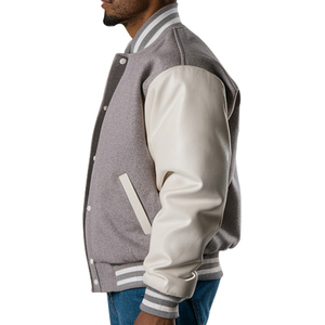 แจ็คเก็ตเบสบอลวิทยาลัยคุณภาพสูง แจ็คเก็ตเลตเตอร์แมนปักลายเชนิลล์ แจ็คเก็ตหนังวาร์ซิตี้สำหรับผู้ชาย - Product Image 6