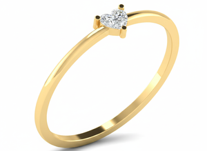 Anillo de compromiso de oro amarillo con diamante cultivado en laboratorio talla corazón, engaste de puntas, joyería fina romántica para mujer, banda minimalista y delicada personalizada - Product Image 3