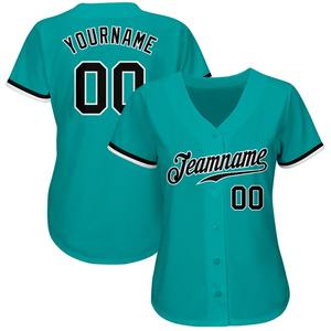 Maillot de baseball authentique noir-blanc Aqua personnalisé - Product Image 2