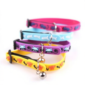 Cute Colorful Silicone Cat and Dog <b>Collar</b> with Bell for Pets - Product Image 3