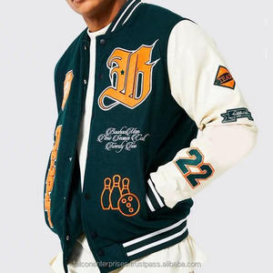 Vestes Letterman à rayures latérales avec design personnalisé Vestes de baseball baggy pour hommes avec écussons en chenille et couleurs personnalisés Veste d'hiver - Product Image 5