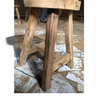 Tabouret rustique en teck recyclé, fait main, écologique, durable, design antique japonais, pour chambre, appartement, salon
