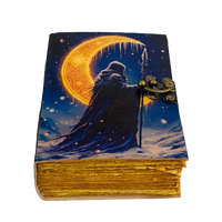 Journal de sorcellerie gothique en cuir de lune imprimé à la main 400 pages livre des ombres sorcière sort Vintage livre relié de Noël