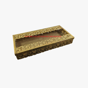 Boîte à mouchoirs en métal de style moderne, fabriqué à la main, en laiton gaufré, porte-mouchoirs décoratifs, organisateur de serviettes de table moderne pour bureau - Product Image 1