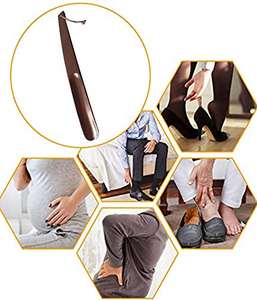 Chausse-pied en bois DOLPHY, chausse-pied long pour les personnes âgées, les hommes, les femmes, les enfants, chausse-pied à long manche avec boucle, cuillère à chaussures, chausse-pied pour bottes, marron - Product Image 3