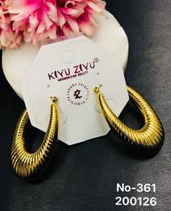 Pendientes de Lujo de Acero Inoxidable Chapados en Oro Estilo Bollywood para Bodas y Fiestas, Aretes de Compromiso - Product Image 2