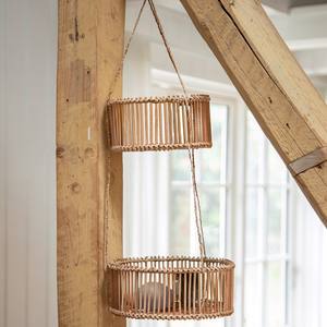 Cesta de Frutas de Ratán de 2 Niveles, Cestas Colgantes Dobles Tejidas a Mano, Organizadores de Cocina de Bajo Costo - Product Image 5