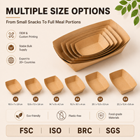 Barquette jetable en papier kraft à bords pliés pour frites, personnalisable avec logo