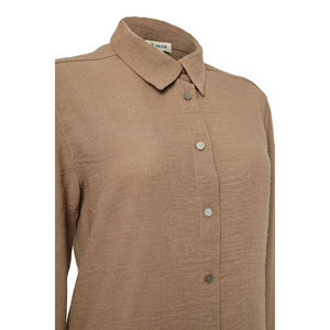 Ladies Casual <b>Linen</b> Blouse-Relaxed Fit Stand Collar Embroidered Vintage Short <b>Top</b> - Product Image 2