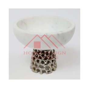 ชามสำหรับวางบนโต๊ะ/ชามหินอ่อนฐานโบราณทำจากอลูมิเนียมสีเงินคุณภาพสูงสำหรับตกแต่งห้องนั่งเล่น - Product Image 1