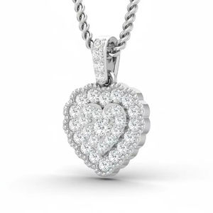 จี้เพชรทรงหัวใจแบบวงแหวนคู่ ดีไซน์ทันสมัย ทองคำ 14K ประดับเพชรแท้ เครื่องประดับหรูหรา โรแมนติก สำหรับผู้หญิง - Product Image 1