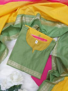 Conjunto artístico cultural amarillo elegante del sur de la India estilo de fiesta todas las estaciones - Product Image 2