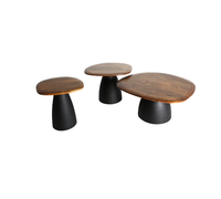Ensemble de 3 tables basses en bois et métal pour le salon, tables d'appoint décoratives pour hôtels et restaurants, fournisseur du fabricant en gros