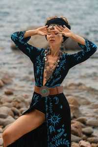 Kimono largo con bordado Floral para mujer, ropa personalizada, cárdigan, 2022 algodón, para playa, 100% - Product Image 5