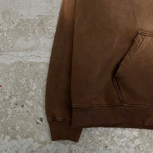 Ensemble sweat-shirt et pantalon de survêtement en molleton de coton en gros, fermeture éclair, effet délavé, effet décoloré, effet délavé à l'acide, logo personnalisé, surdimensionné, vintage, lavage à la pierre - Product Image 4