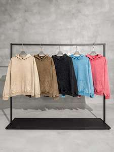 Personalizado de lujo 450gsm francés Terry de peso pesado Vintage zip up HOODIE Mens Acid Wash desgastado Hoodie puff Print hoodies - Product Image 3