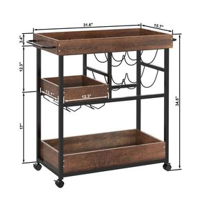Unique Iron & Wood <b>Serving</b> Wine bar Cart for Home Catering Hotel Restaurant Kitchen Food <b>Serving</b> <b>Trolley</b> Wine & Glasses Holders - Product Image 4