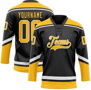 Maillot de hockey sur glace personnalisé avec col en dentelle, respirant, en polyester - Product Image 3