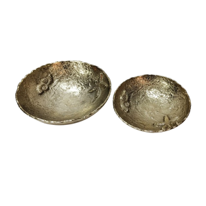 Bols à fruits en métal doré antique de forme ronde faits à la main, décor de table d'événement de mariage, centres de table, bols de service en métal - Product Image 1